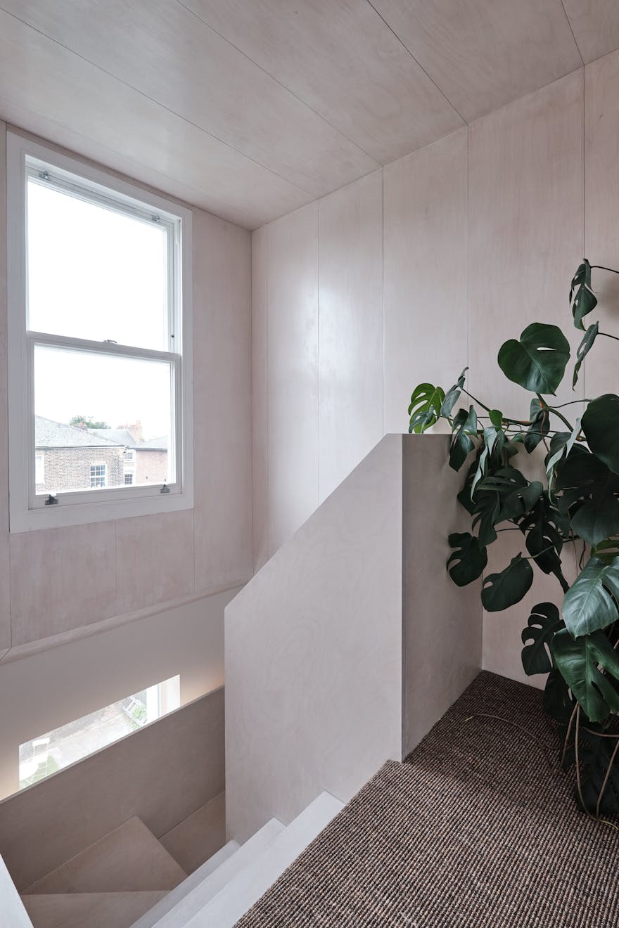 Offord Road - Aucoot - Victorian house flat refurbishment - Ply wood staircase
