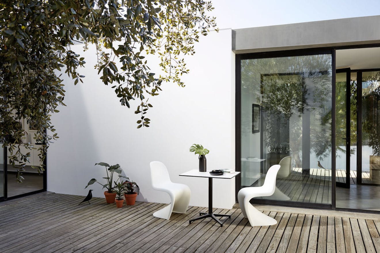 Panton Chair - Bistro Table by Ronan & Erwan Bouroullec - Eames House - Vitra - Aucoot Estate Agent